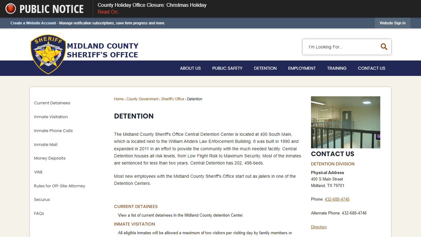 Detention | Midland County, TX