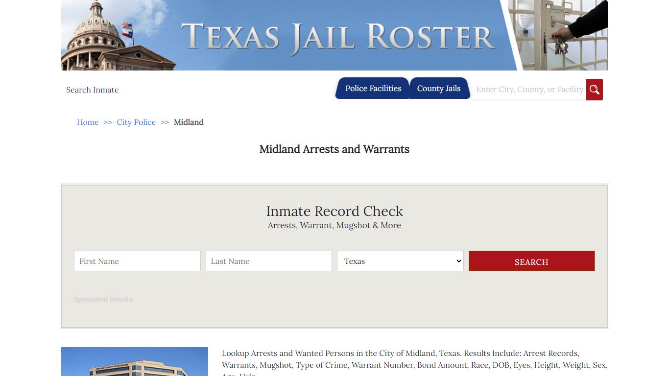 Midland Arrests and Warrants | Jail Roster Search